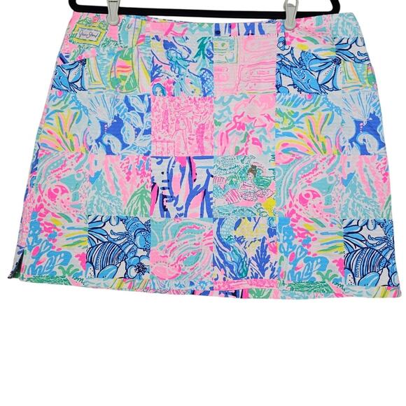 Lilly Pulitzer 14 Skort Patchwork Preppy Cotton Beach Coastal Floral Palm Spring - Picture 1 of 6